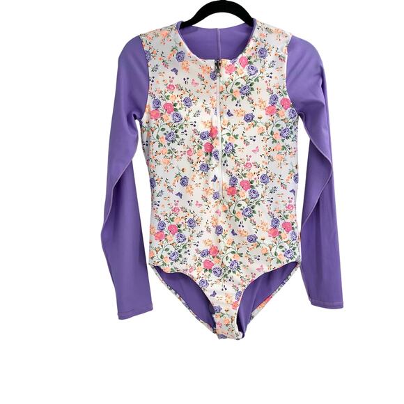Maaji Reversible One Piece Swimsuit Long Sleeve Zipper Front Size L - Picture 1 of 9